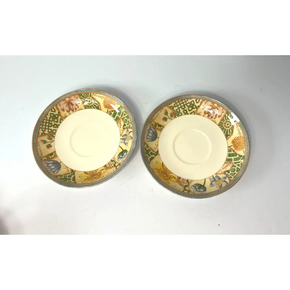 Vintage Wedgwood Home Garden Maze Set Of 2 Cups & Saucers Floral Design